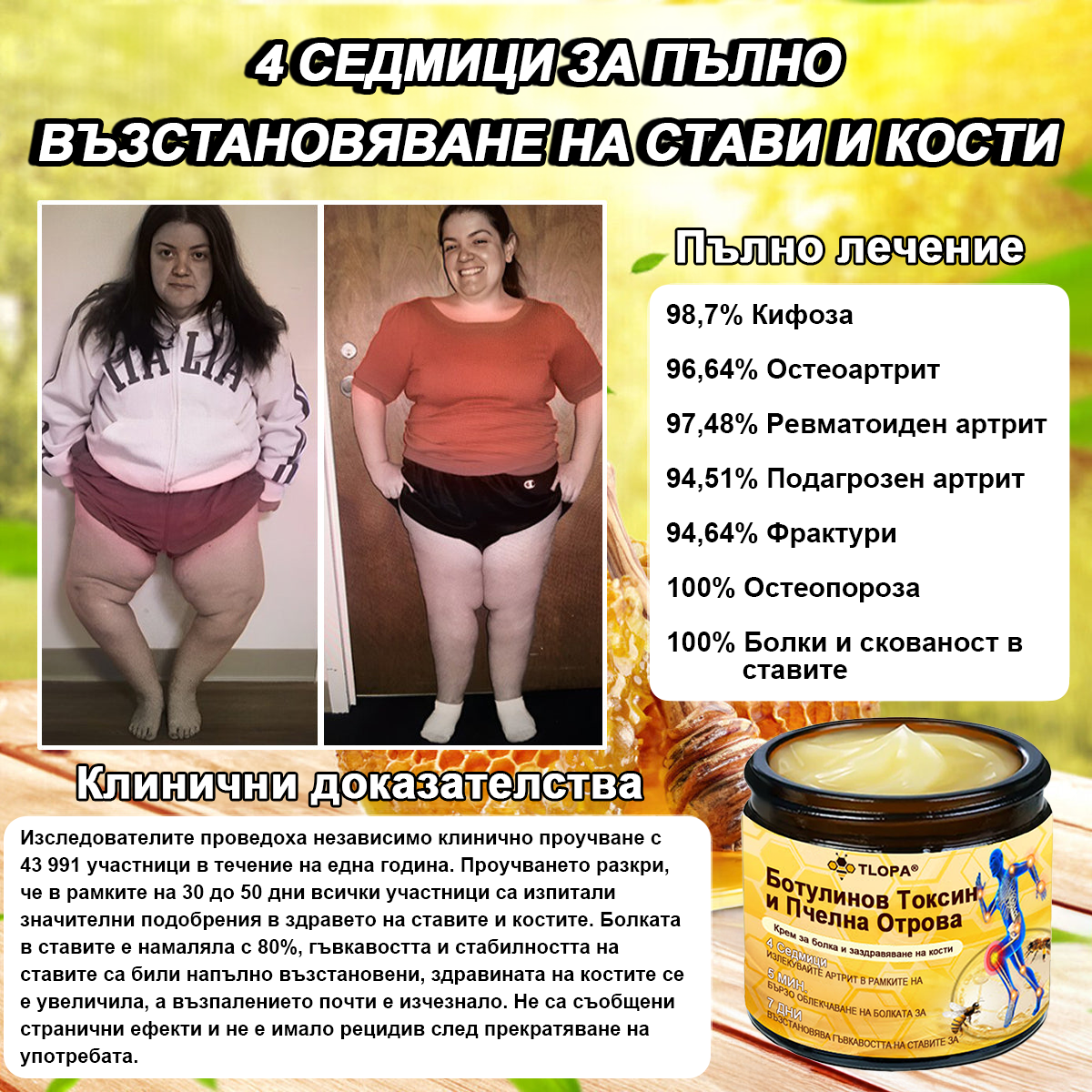 TLOPA®✅ Ботулинов токсин и пчелна отрова Обезболяващ крем за заздравяване на кости✅🐝🐝🐝